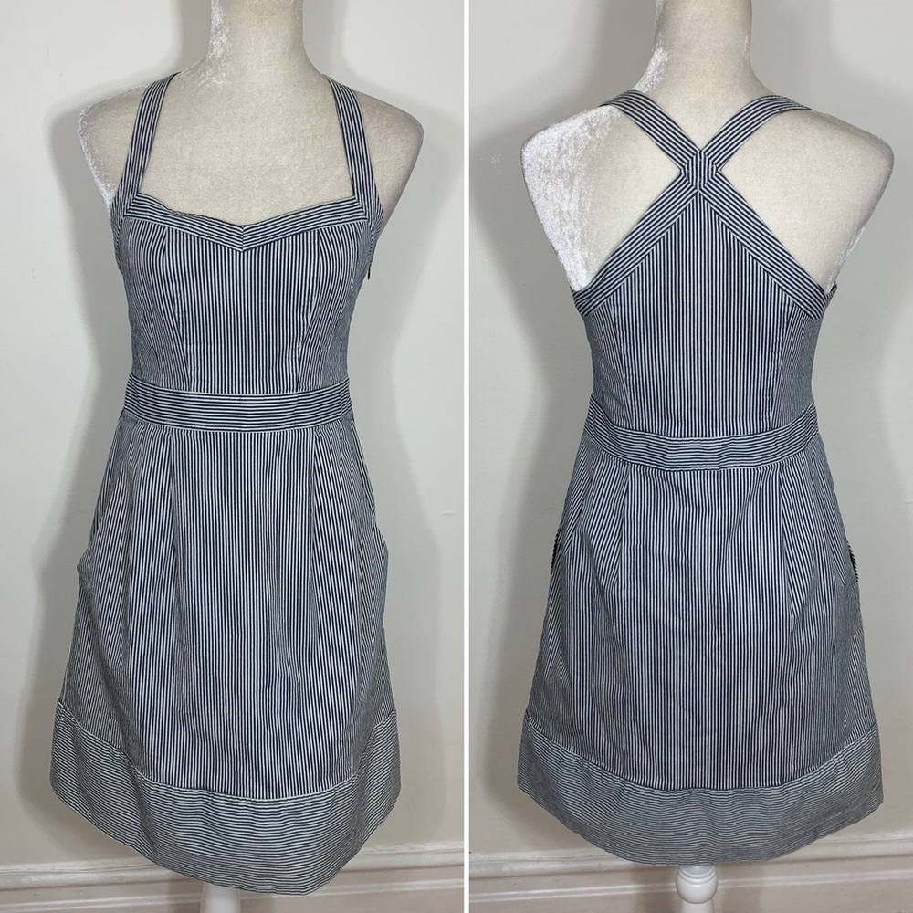 Nanette Lepore Gray and White Backless Dress